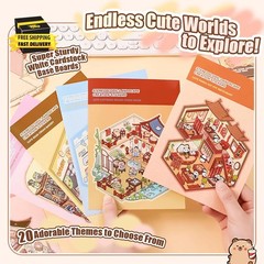 20 Sets 3D Sticker Scene Book Mini House DIY Cartoon Animal Stress Relief