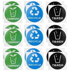 60Pcs/Set Round Recycle Trash Compost Sticker Decal For Trash Cans Garbage C EJJ