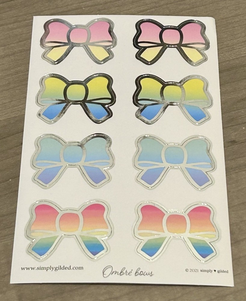 NEW Simply Gilded Ombre Bows Sticker Sheet SG 2021 Stickers