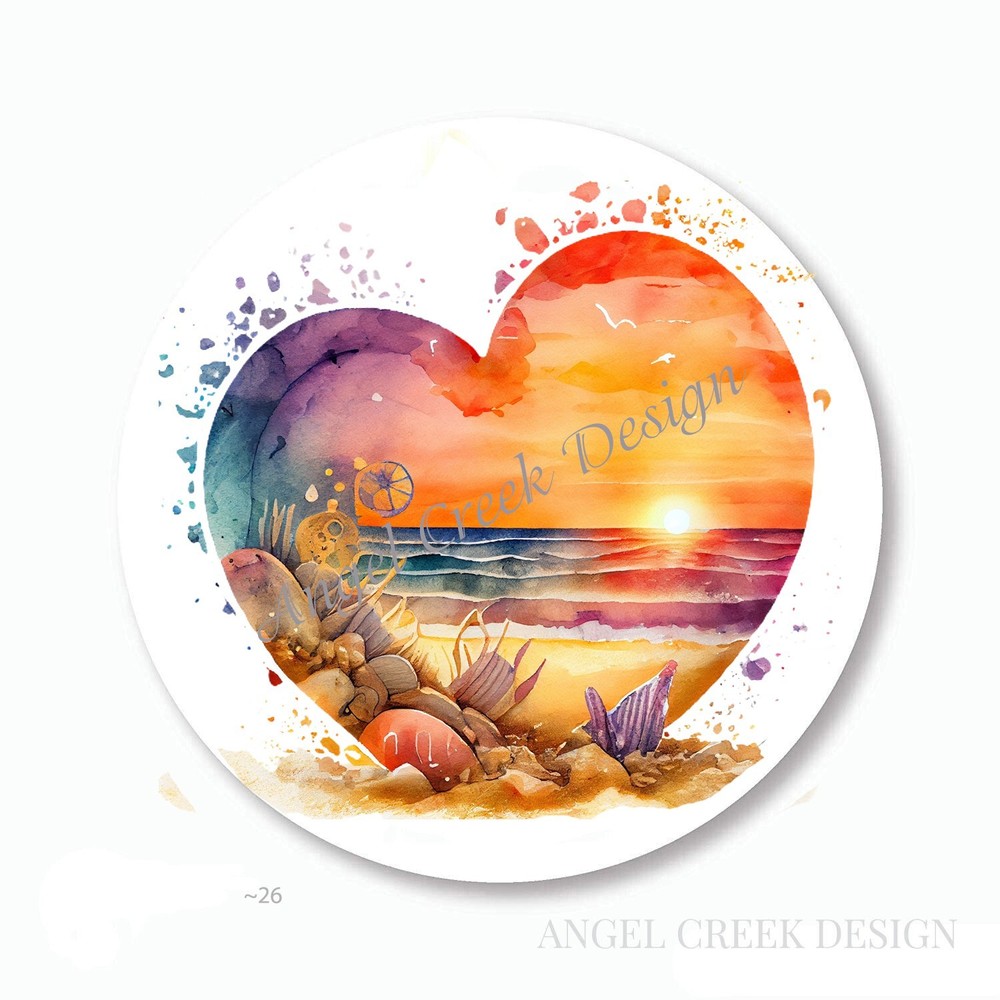 SUMMER SUNRISE HEART PARTY FAVORS SCRAPBOOK STICKERS SUNSET ENVELOPE SEALS
