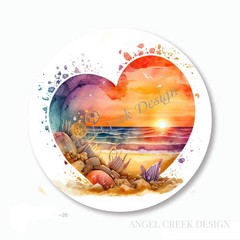 SUMMER SUNRISE HEART PARTY FAVORS SCRAPBOOK STICKERS SUNSET ENVELOPE SEALS