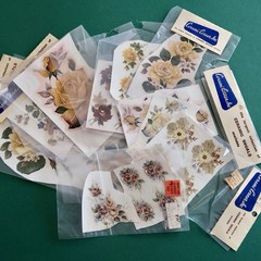 Vtg Ceramic Decals Mixed Media Water Mount Transfers Lot J Yellow Pale Floral