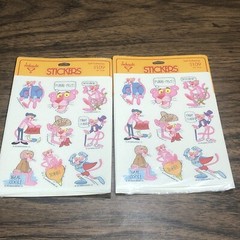 2x Pink Panther Vintage Hallmark Ambassador Stickers Lot Cartoon 1979 Sealed NOS