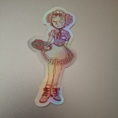 Steven universe Pearl 50s Diner Waitress Holographic Sticker lot X4 . 3x3inch