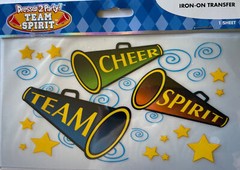 TEAM SPIRIT Iron Ons6 3 4x 3 3 4 HorizonCheerleaderMegaphoneHigh School