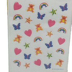 Vintage Hallmark Stickers Rainbow Heart Bear Butterfly Star Pastel 4 Sheets New