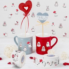 DSjuedui Romantic Ghost Roll Stickers – 1000Pcs Red Pink Flowers Colorful