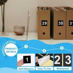 2″ Consecutive Number Stickers 1 Set Self Adhesive Number Decals Black