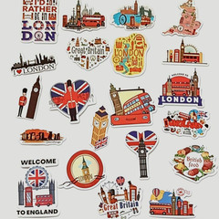 LOT OF 10 pcs ENGLAND UK travel vacation souvenir drawing themed decals london