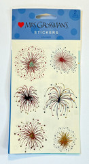 Mrs. Grossman’s Red Silver Blue Sparkly Fireworks New in Pack 2 Sheets