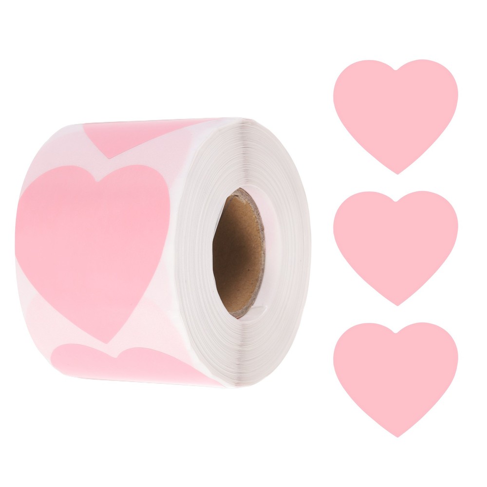500pcs Pink Heart Stickers 2 Inch Self-Adhesive Stickers Label