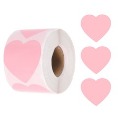 500pcs Pink Heart Stickers 2 Inch Self-Adhesive Stickers Label