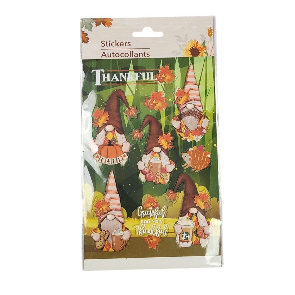 Autumn Gnome 3D Stickers Pack With Thankful Fall Theme Holiday Design