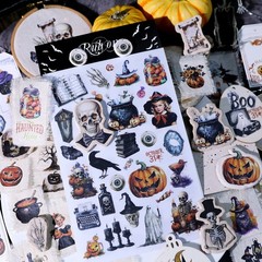 Halloween Rub-on Transfer Stickers 3 Sheets Use for Fabric Paper Wood Chips DIY