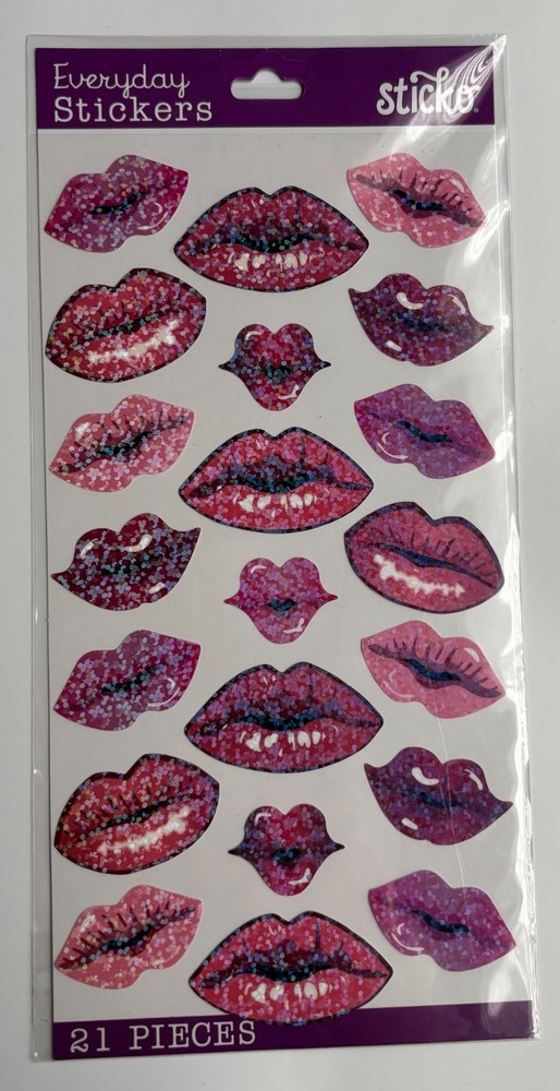 STICKO Everyday Lip Stickers – New and Unused – Pink/Purple/Red – 21 Pieces –