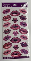 STICKO Everyday Lip Stickers – New and Unused – Pink/Purple/Red – 21 Pieces –