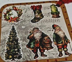 100 CHRISTMAS CRAFT LOT BUTTONS FIBERS PUNCHIES EPHEMERA GEMS FOILS 10 EA OF 10