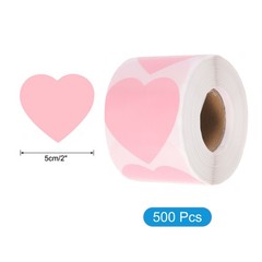 500pcs Pink Heart Stickers 2 Inch Self-Adhesive Stickers Label