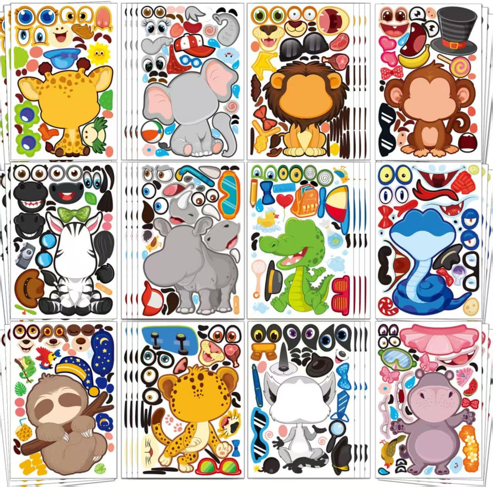 Animal Stickers for Kids – 48 Pcs Safari Birthday Decorations Wild Zoo Jungle St