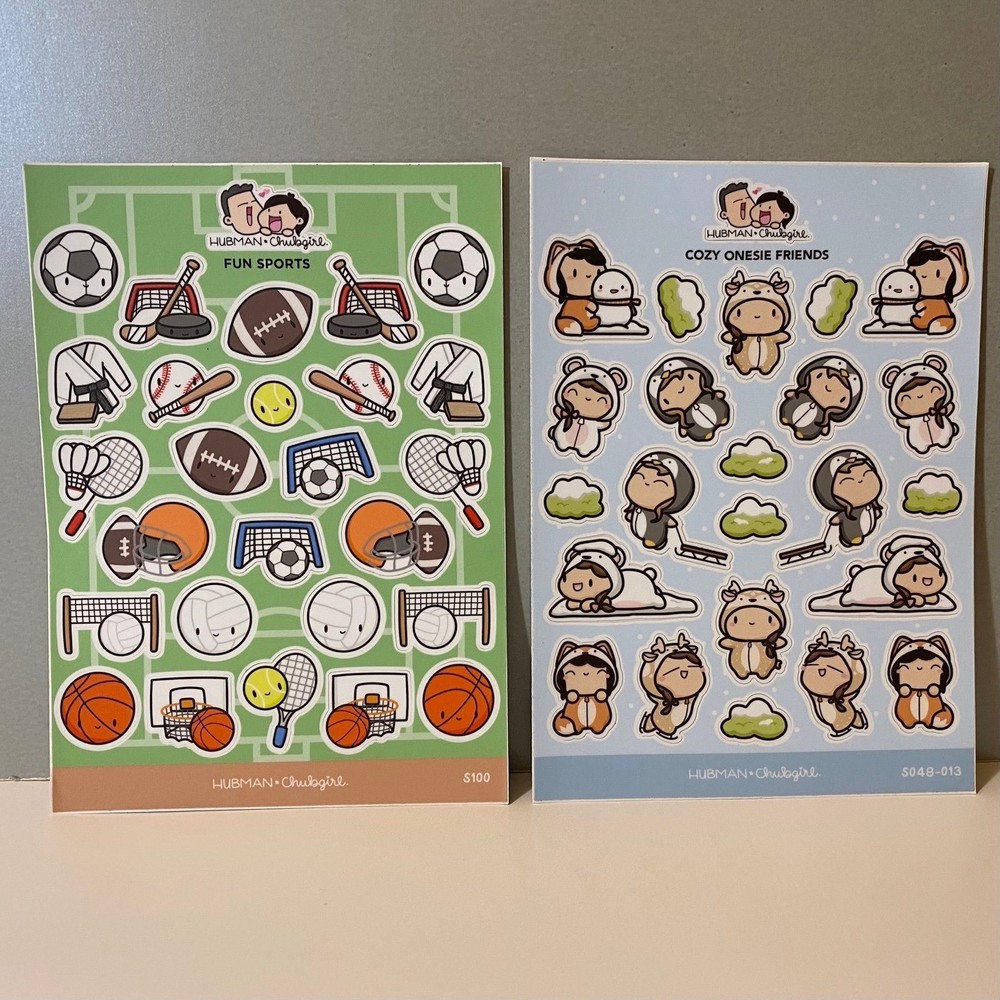 Hubman And Chubgirl Fun Sports & Winter Cozy Friends Stickers Set