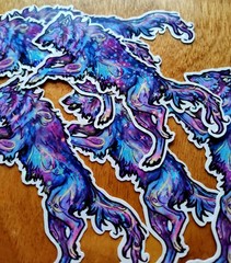 Galaxy Holo Star Fantasy Wolf Sticker – Original Art by SammiSpaghettiArt