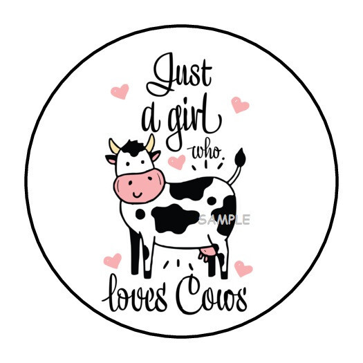 30 JUST A GIRL WHO LOVES COWS ENVELOPE SEALS LABELS STICKERS 1.5″ ROUND COW