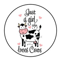30 JUST A GIRL WHO LOVES COWS ENVELOPE SEALS LABELS STICKERS 1.5″ ROUND COW