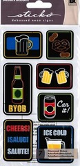 NEON SIGNS Ice Cold BEER BYOB NEW PACK Scrapbook Stickers Sticko Debossed