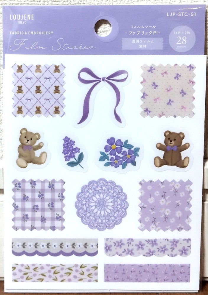 LOUJENE Tokyo Fabric & Embroidery Film Sticker 28 Animal Bear Flower Gift JAPAN