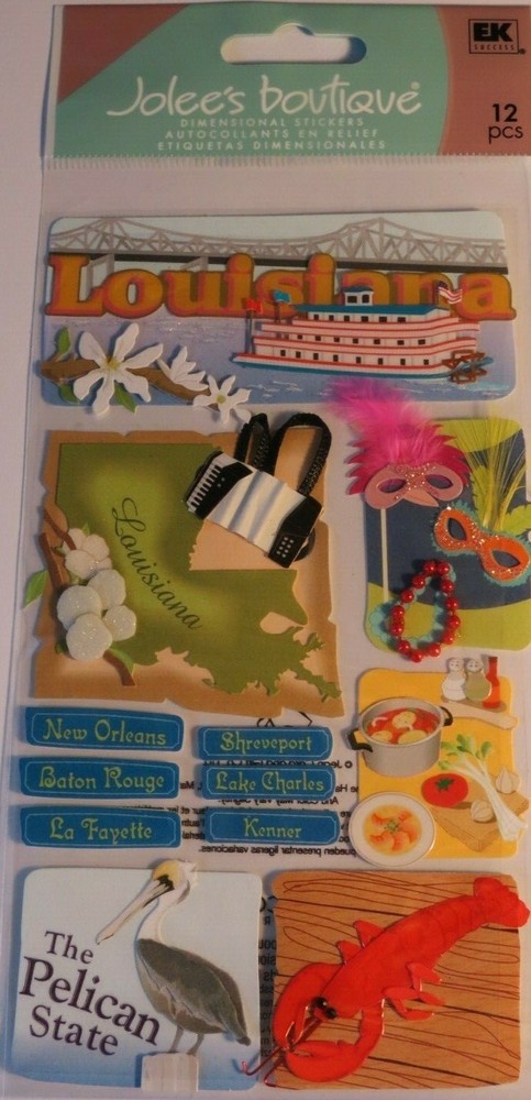 JOLEE’S BOUTIQUE LOUISIANA 12 PC STICKERS 3D SCRAPBOOK CRAFT VACATION TRAVEL