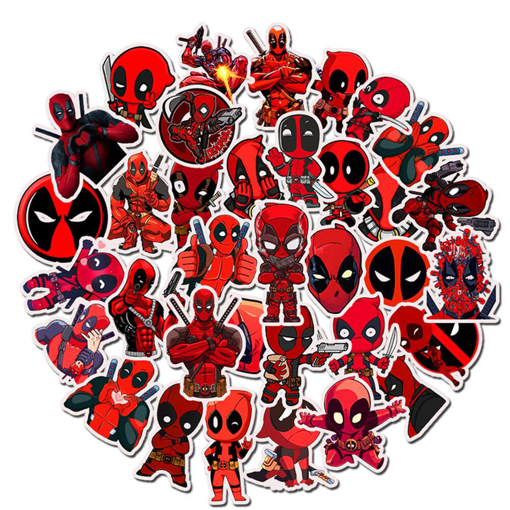 Deadpool Stickers Skateboard Vinyl Laptop Luggage Decals H20 Flask Sticker 35pc