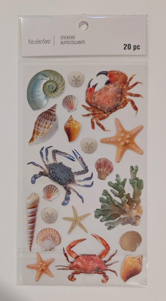 Sea Shells Crabs Starfish Beach Ocean Scrapbooking Stickers by Recollections