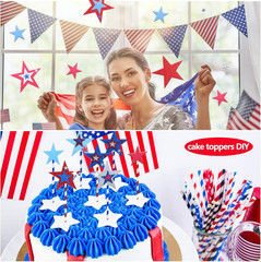 224 Pieces Red White Blue Glitter Star Stickers Christmas Foam Glitter Star Stic