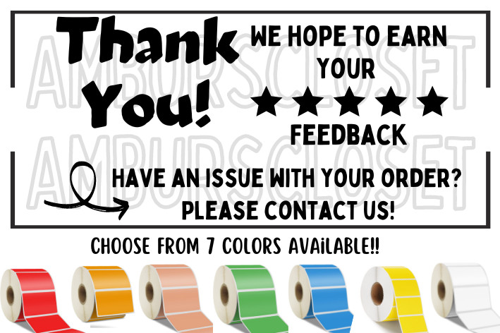 THANK YOU STICKERS WATERPROOF 2.25″×1.25 LABELS SEALS FEEDBACK REVIEW SHOP