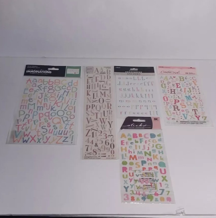 Scrapbook Craft Letter Embellishments Multi Colored 5 Packs Unused