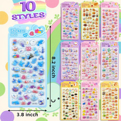 3D Puffy Stickers, 10 Sheets 500+ PCS Mini Kawaii Resin Decorative Stickers for