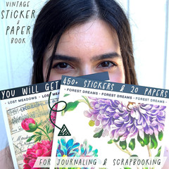 Washi Vintage Stickers for Scrapbooking – Ephemera Book for Journaling with 453