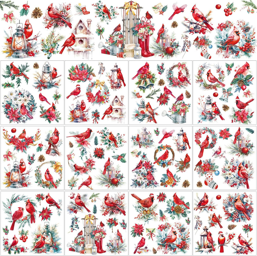 12 Sheets Christmas Rub on Transfers for Crafts and Furniture Christmas Rub on T