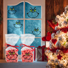 26 PCS Christmas Decorations Stickers, Yellow and Green Eyes Face Decals for Orn