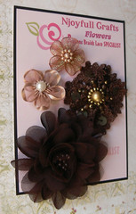 LATTE BROWN BLEND 4 Flower Mix Organza & Lace 30-80mm Handmade NJC HMI-1