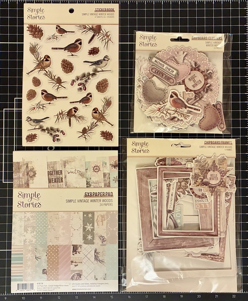 Simple Stories SIMPLE VINTAGE WINTER WOODS Stickers, 6×8 Paper, Chipboard Frames