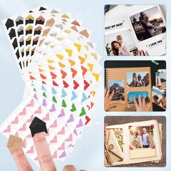 15 Sheets 360 PCS Golden Black Acid-Free Photo Corners Notebook, Self-Adhesiv…