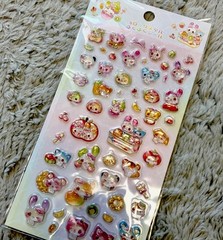 Japan Kawaii Twin Rabbit And Friends Fruit Bon Bon Gum Drop Puffy 3D Sticker