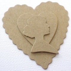 {3 Sets} *LAYERED HEARTS with CAMEO* Valentines Bare Chipboard Die Cuts – 2 1/4″