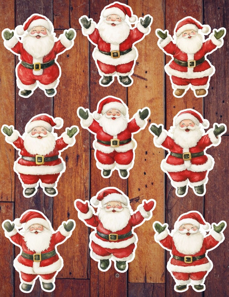 Happy Santa Claus Die Cut Vinyl Stickers Set Scrapbooking Laptop Waterbottle