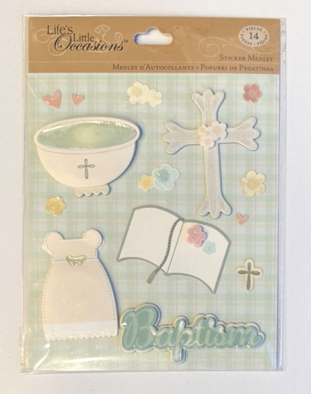 K & Company Life’s Little Occasions Sticker Medley Baptism Church Cross Blessing