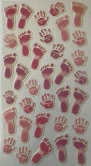 PASTEL PINK BABY GIRL PRINTS Mylar Glitter Stickers(18pc) Sticko…Newborn…Hands…