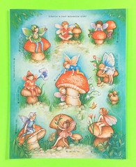 Vintage 80’s Hallmark Scratch & Sniff Fairies & Mushroom Scented Sticker Sheet