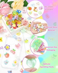 100PCS FIVEIZERO Cute Slime Charms Bulk Set – 0.6-1.2 inches, Mixed Color