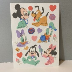 Vintage Sandylion Disney Babies Fuzzy Stickers Mickey Mouse Goofy Pluto Minnie